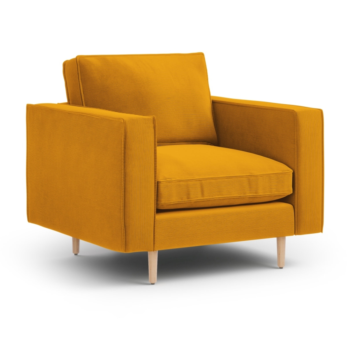 Fauteuil "Alexis" en velours côtelé jaune