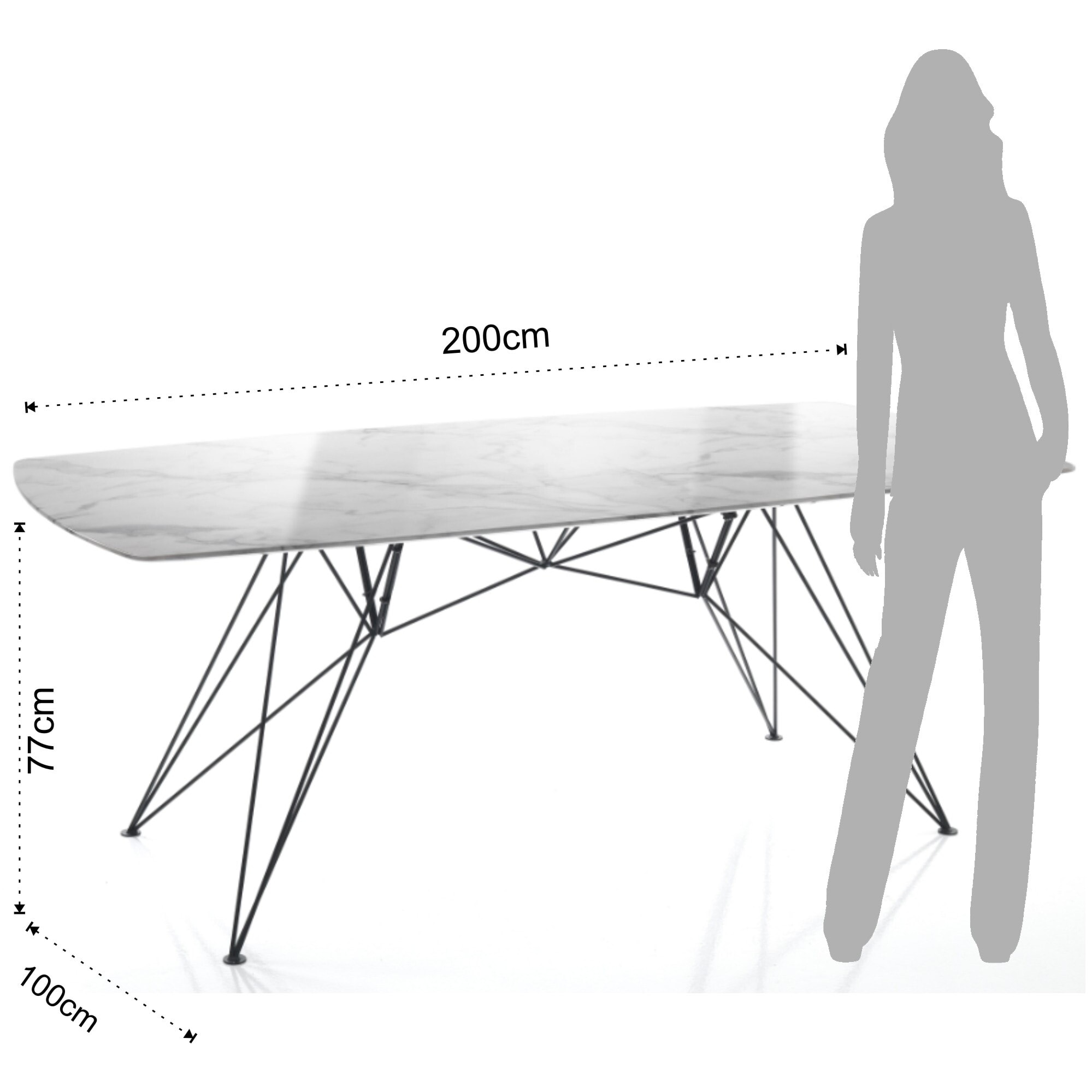 Bureau design Tomasucci SPILLO MARBLE, plateau effet marbre, structure en métal noir