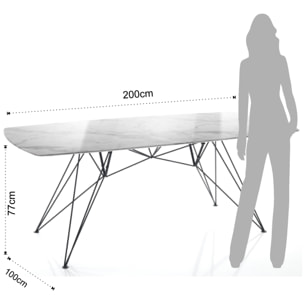 Bureau design Tomasucci SPILLO MARBLE, plateau effet marbre, structure en métal noir