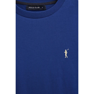 Camiseta azul royal de manga corta y bordado Rigby Go