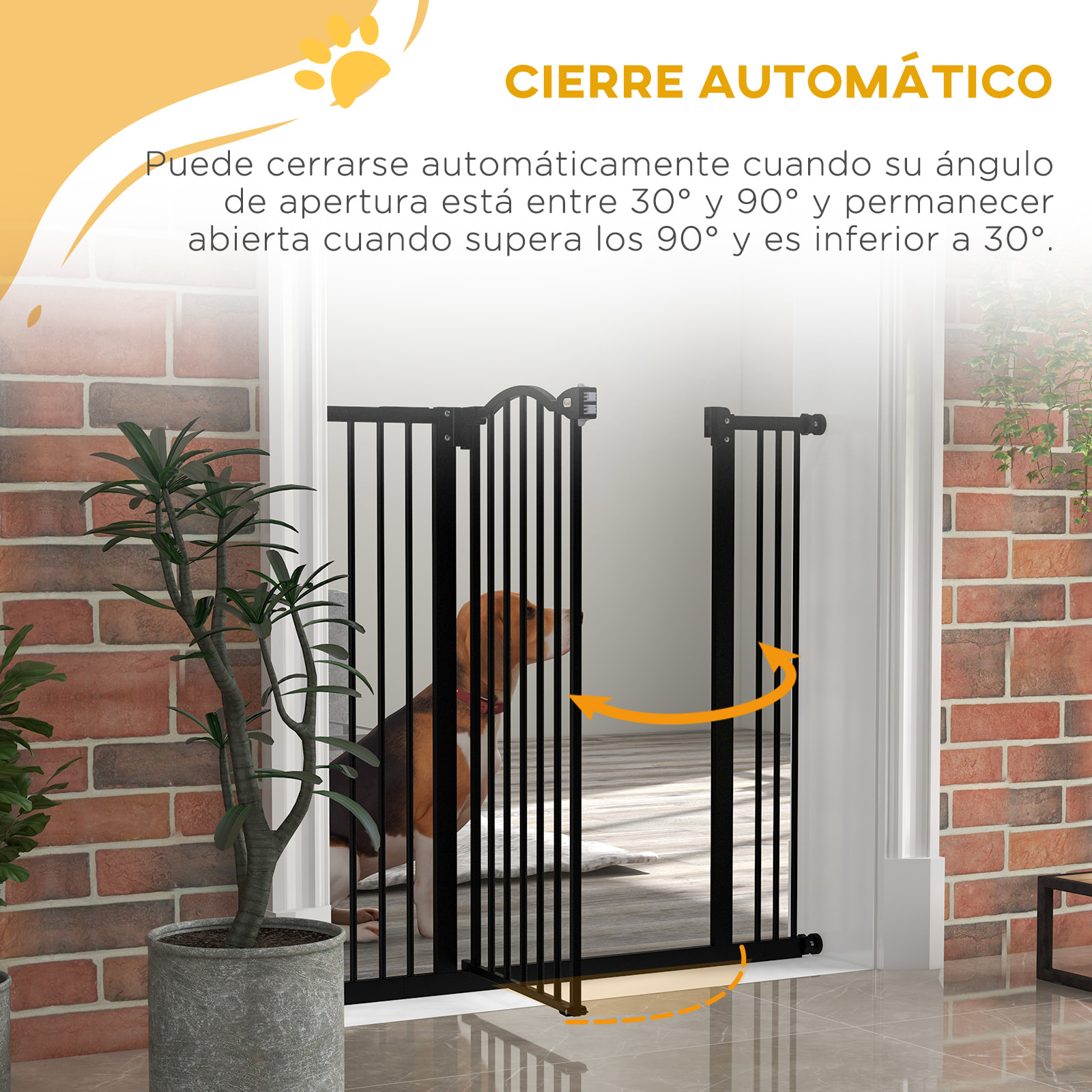 Barrera para Perros Puerta para Perros con Ancho Ajustable 74-100 cm Barrera de Seguridad para Perros con 2 Extensiones para Escaleras y Puertas Negro