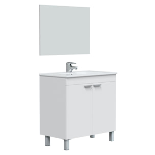 Mueble baño lupe 2p 80cm color blanco brillo con espejo, sin lavabo