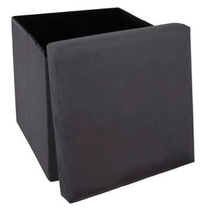 Pouf pliant "Tess" velours gris