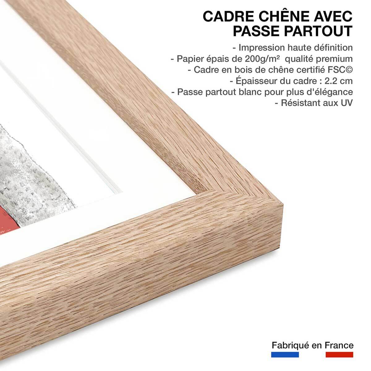 Affiche enfant koala  Affiche + cadre en bois - Chêne