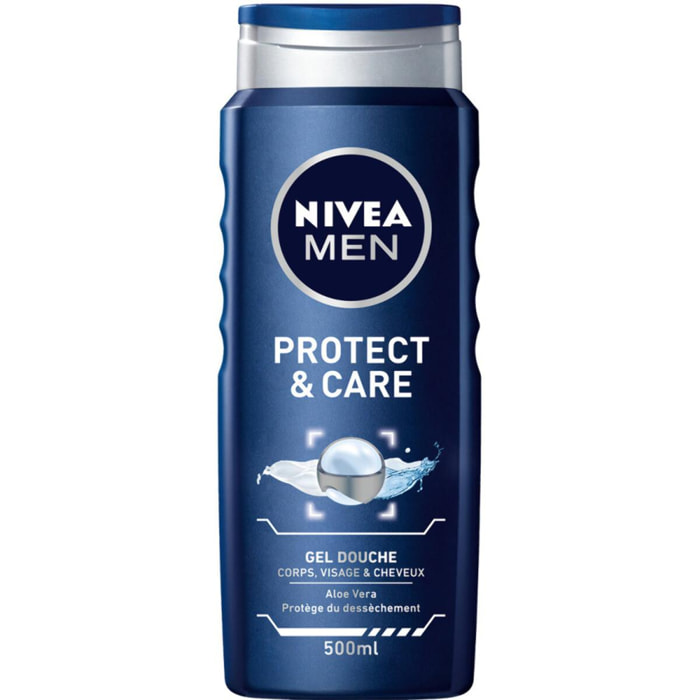 Pack de 3 - NIVEA MEN - Gel douche 3en1 Protect & Care 500ml