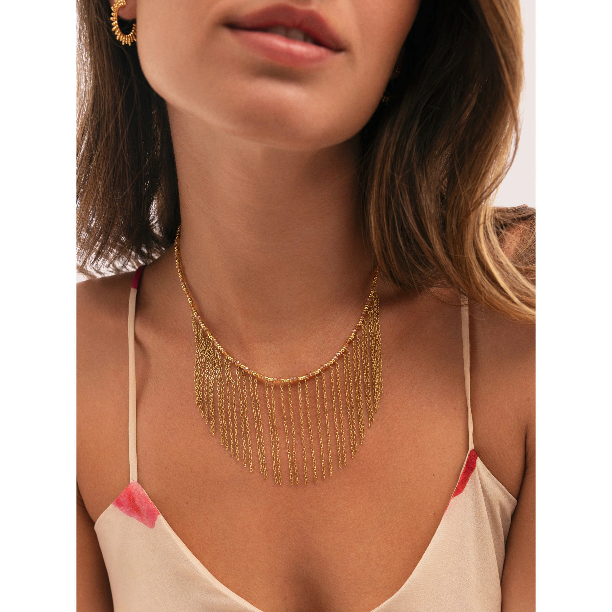 Collana Zafira Champagne  Acciao Placcato Oro