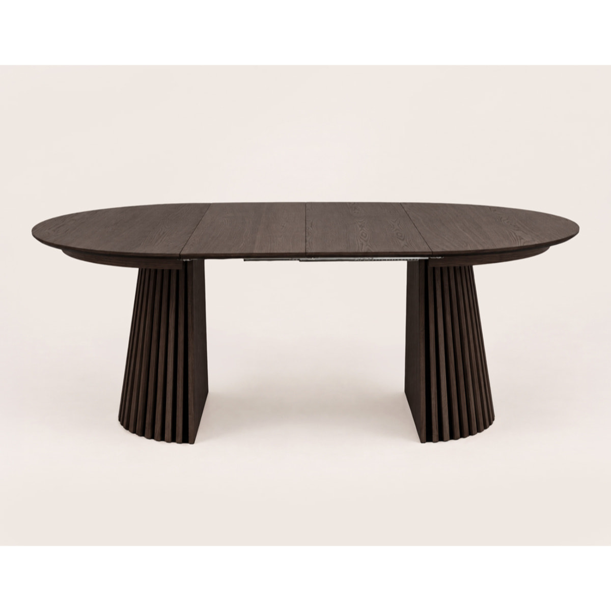 Freya - table à manger ronde extensible - effet bois foncé - 4 à 8 personnes - Marron