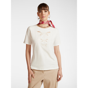 Elena Mirò - T-shirt con ricamo libellule - Bianco
