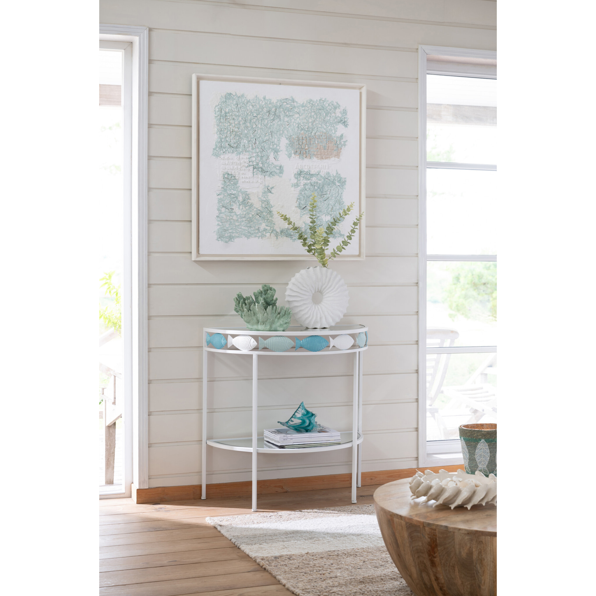 J-Line Tableau Plâtre - bois - blanc/vert clair