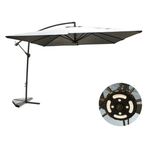 Parasol déporté LED 3 x 3 m gris SABBIONARA