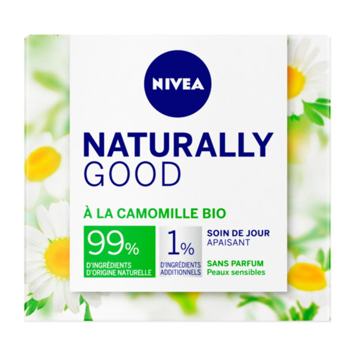 Pack de 2 - Crème visage hydratante NIVEA Camomille BIO Peaux sensibles Naturally Good 50ml