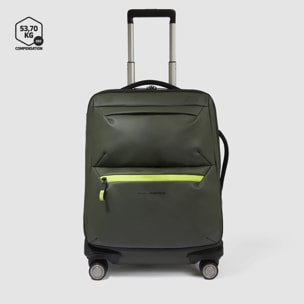 Piquadro Valise trolley cabine mince à 4 roues en toile effet gomme déperlante avec protection antichoc