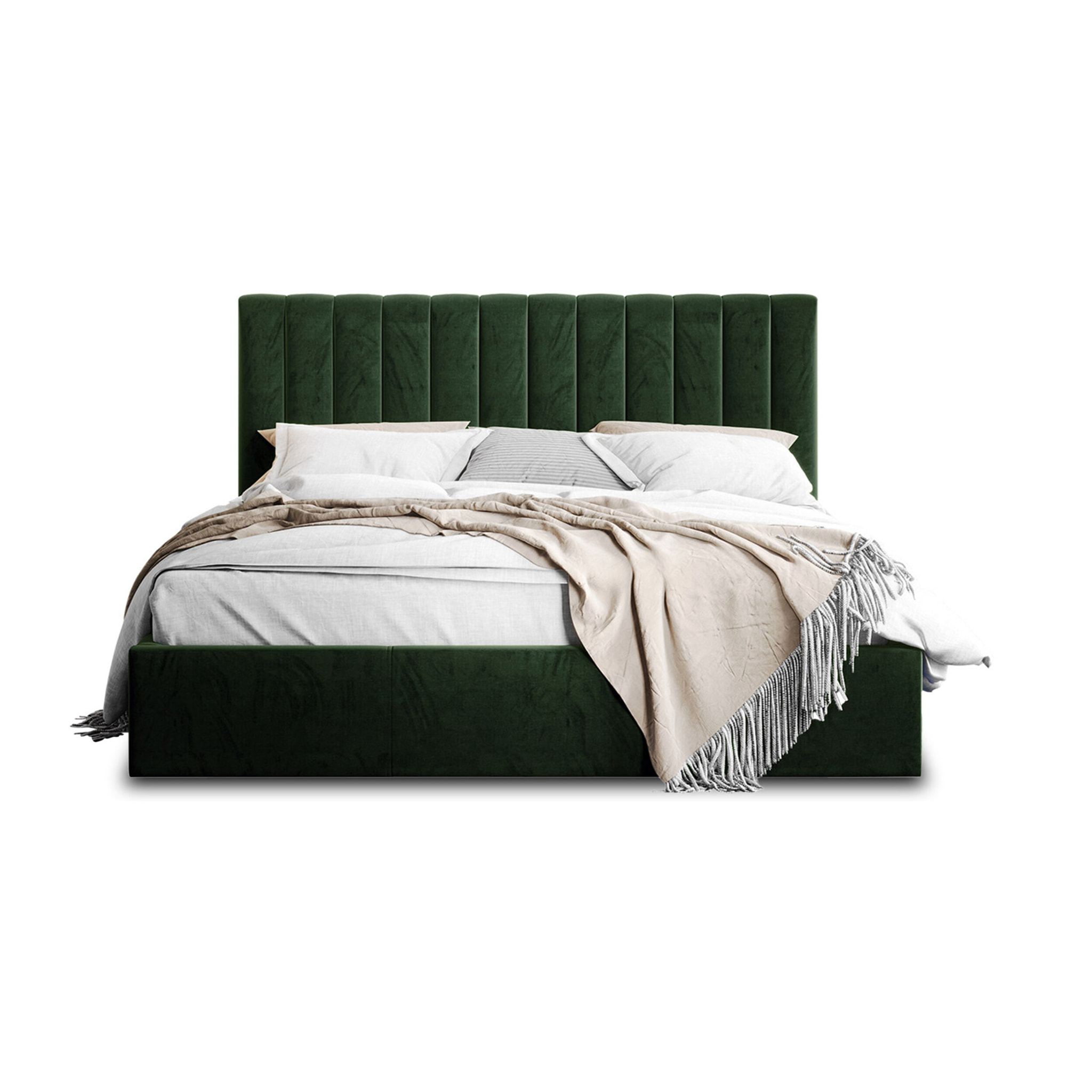 Rosario - lit coffre - 160x200 - sommier inclus - en velours - Vert