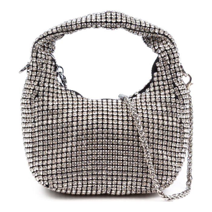 Baganza bolso de mano de fiesta con pedrería de circonitas grado 5A, diseño diamante efecto brillante.