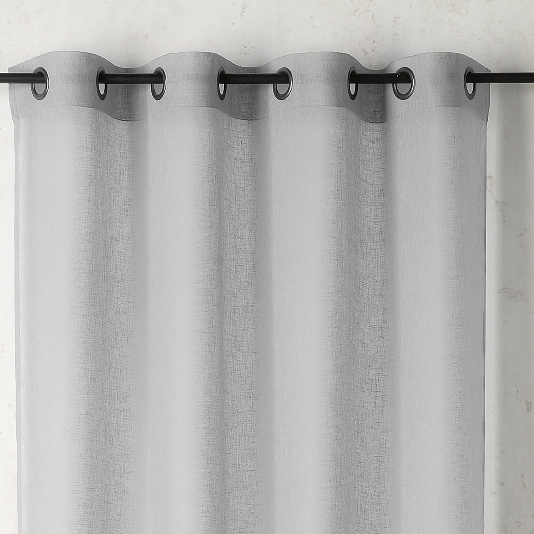 Voilage uni et tamisant en poly/lin - Gris Perle