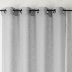 Voilage uni et tamisant en poly/lin - Gris Perle