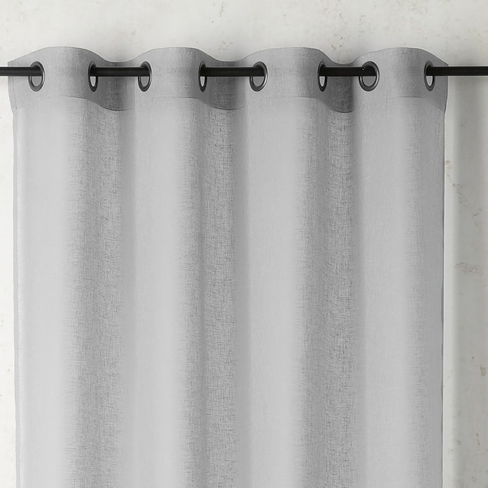 Voilage uni et tamisant en poly/lin - Gris Perle