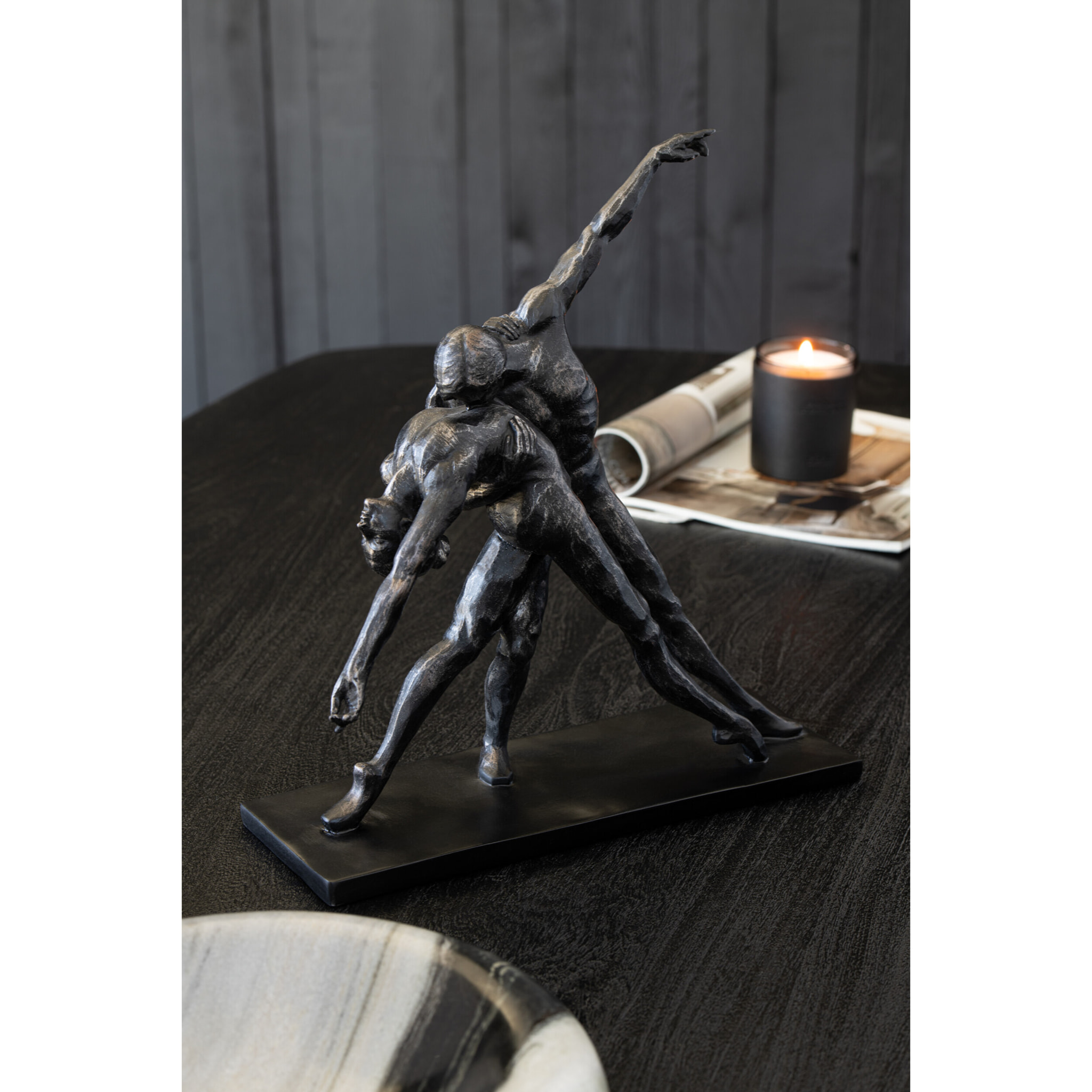 J-Line décoration Couple Sur Pied Dansant - polyrésine - noir