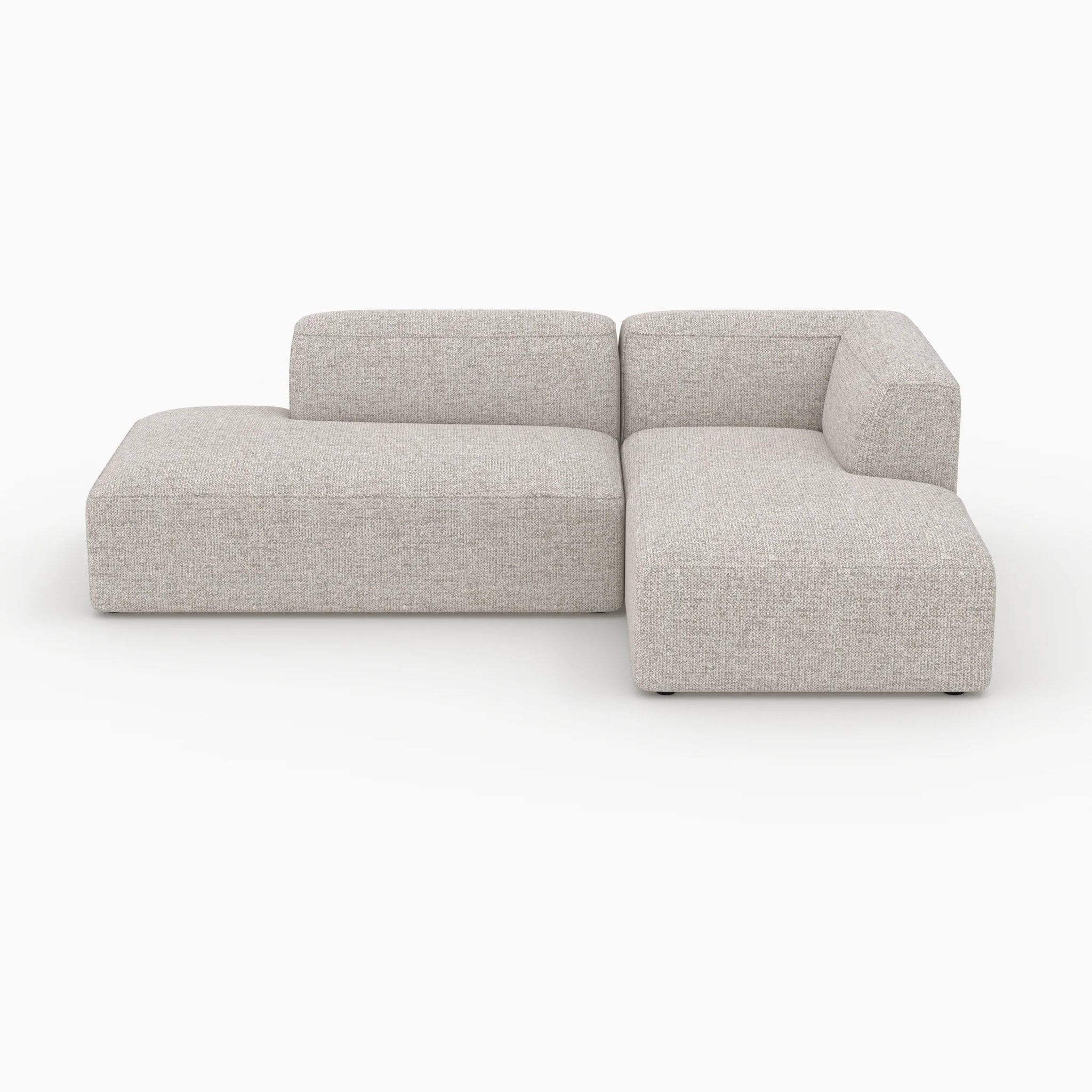 Canapé d'angle droit modulable en tissu beige 4 places - Hestia