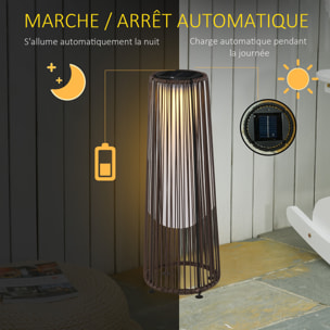 Lampadaire LED de jardin style colonial dim. Ø 21,5 x 61H cm résine tressée filaire chocolat