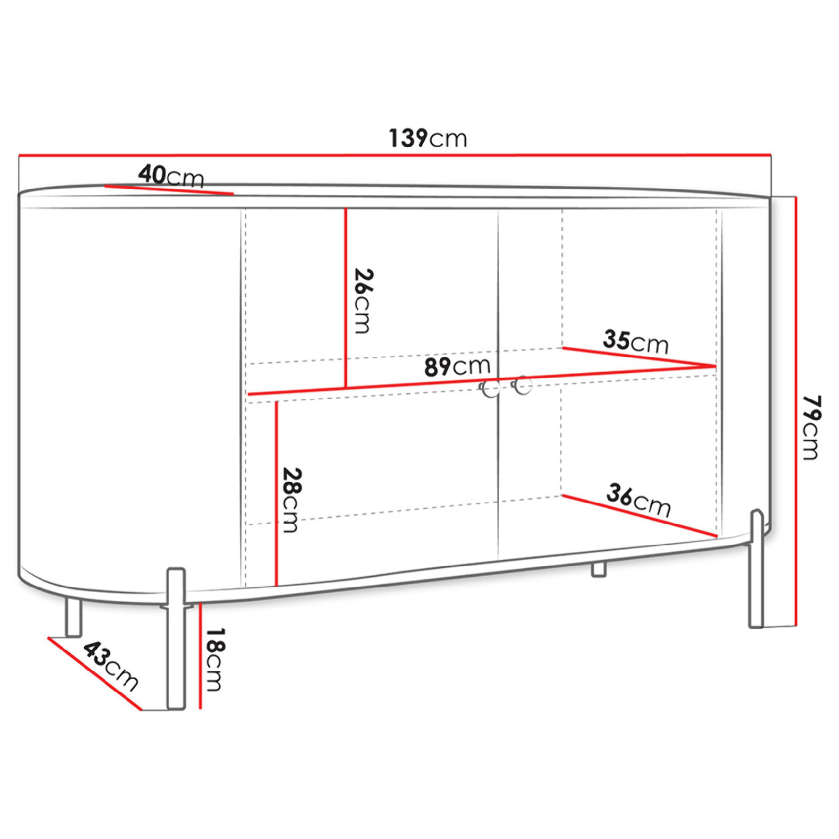 Jaime - buffet bas 139 cm - 2 portes et 1 étagère - Beige