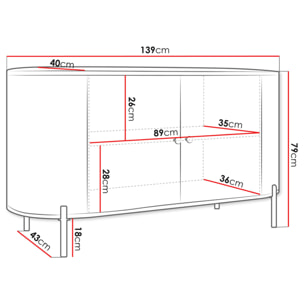 Jaime - buffet bas 139 cm - 2 portes et 1 étagère - Beige