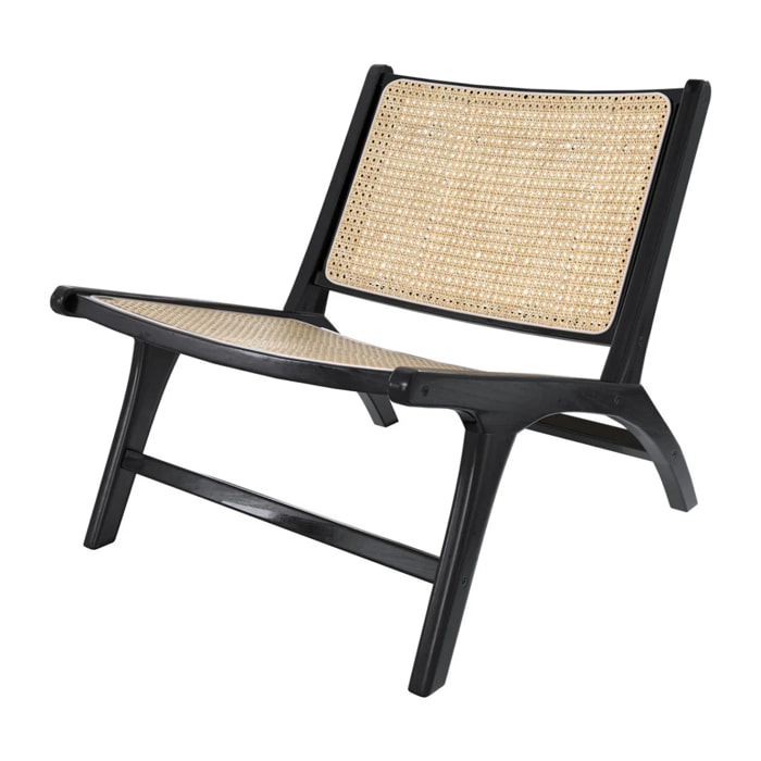 Fauteuil en teck noir et tressage cannage en rotin - Kilka