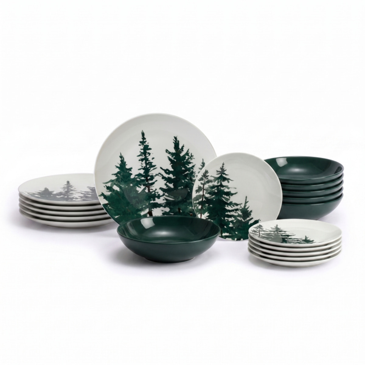 Servizio piatti 18 pezzi in ceramica - VERDE