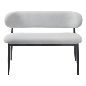Banc de salle à manger en tissu - 110 cm - "Sélène" - 3 places - Gris clair et Noir