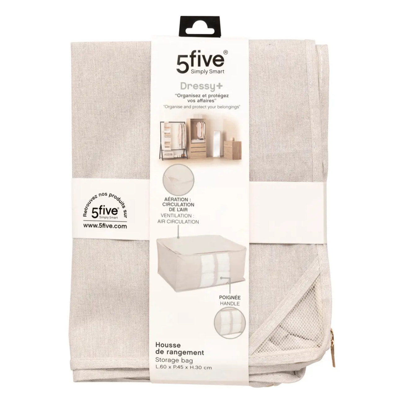 Housse de rangement "Groomy" souple beige 60x30cm