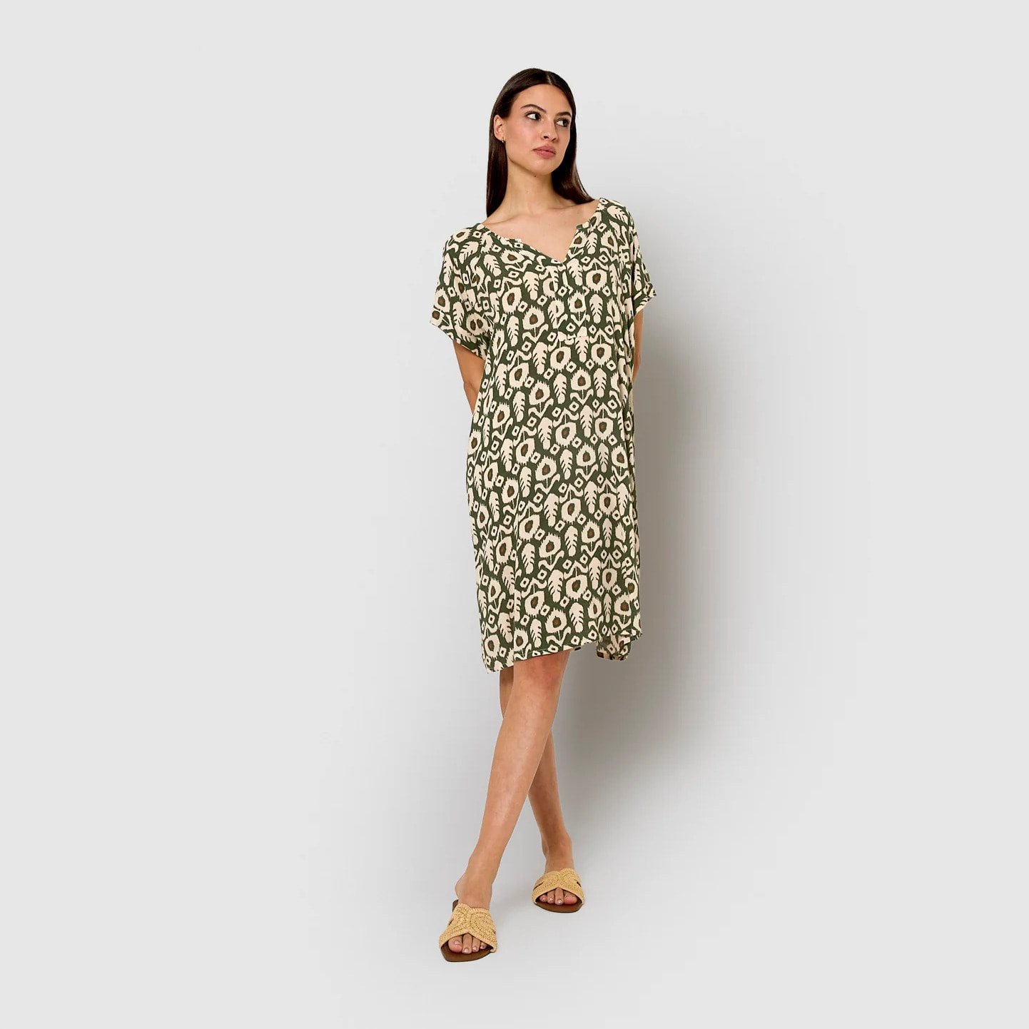Vestido corto bambula detalles plisados kaia vercacería