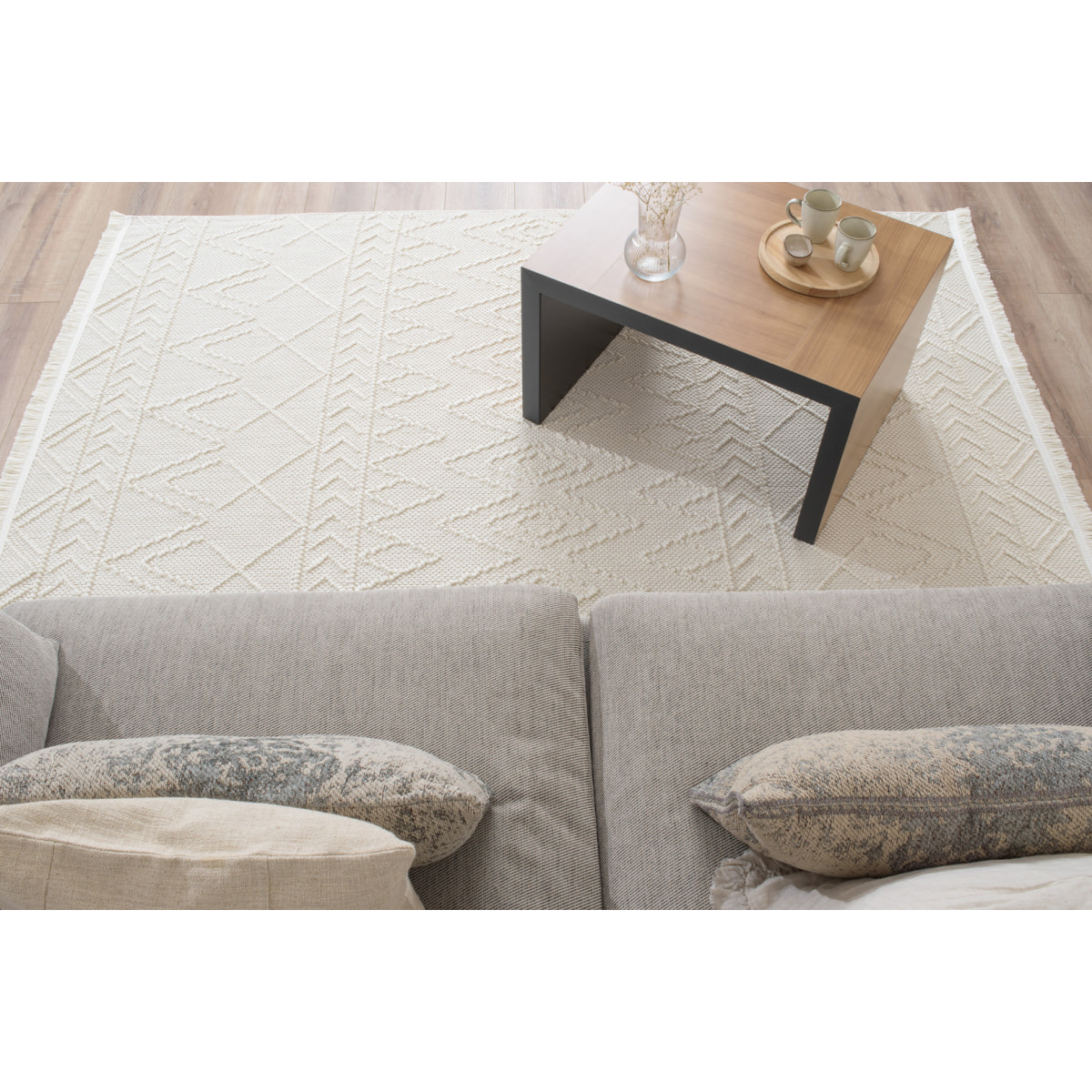 Bali - tapis moderne aztèque, crème