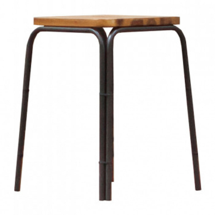 Tabouret en bois d'acacia et métal style industriel - ATELIER