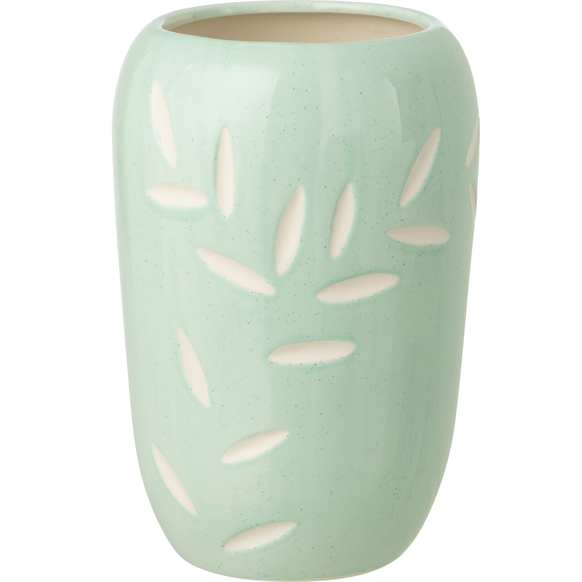 J-Line Vase Feuilles - porcelaine - bleu clair - large