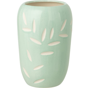 J-Line Vase Feuilles - porcelaine - bleu clair - large