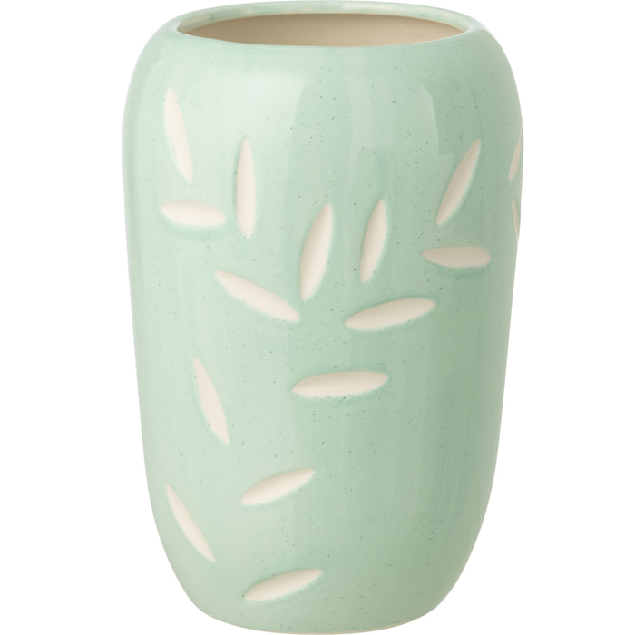 J-Line Vase Feuilles - porcelaine - bleu clair - large