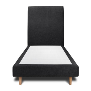Lit avec tête de lit tapissée tissu et sommier tapissier ep14