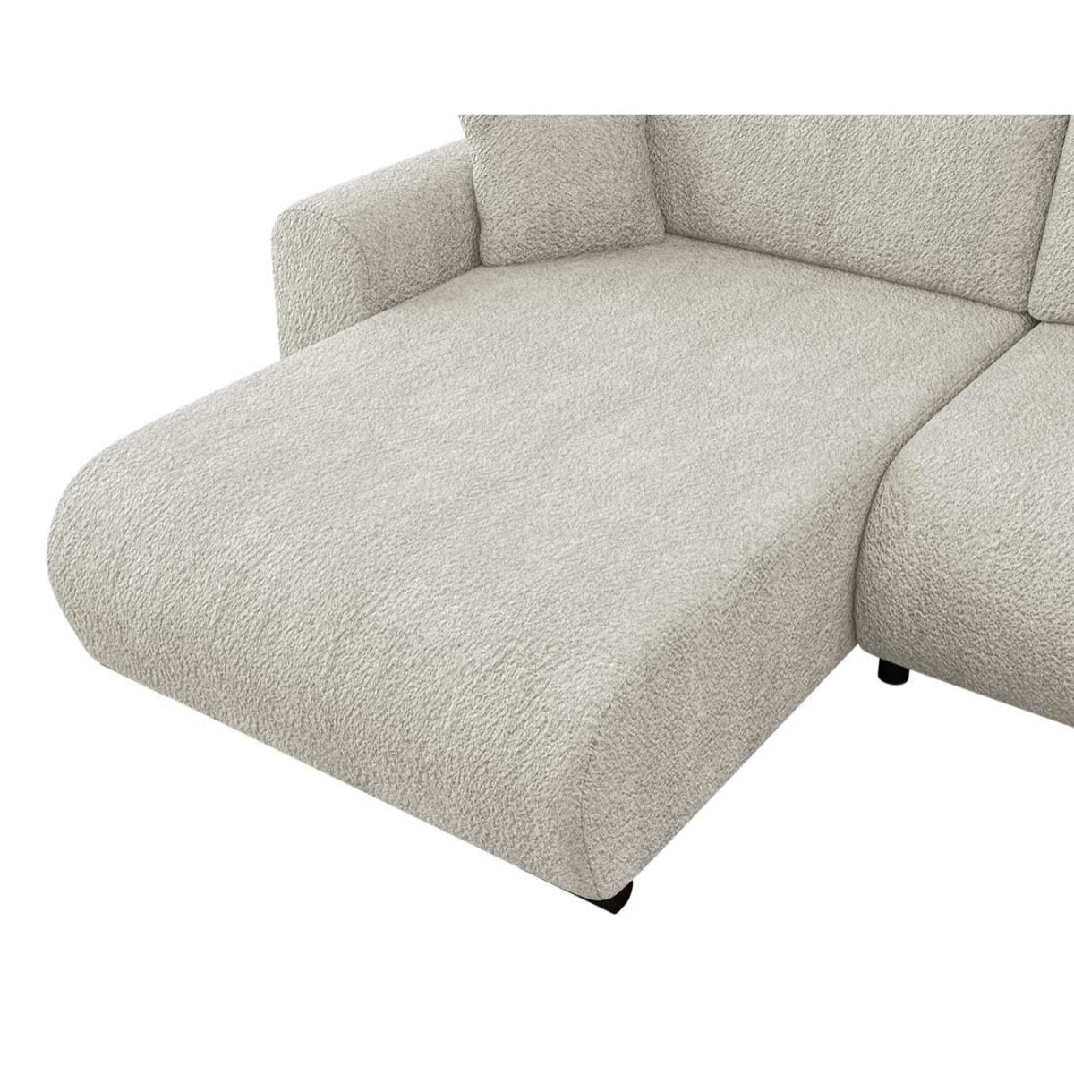 Rosalie - Canapé d'angle réversible 4 places convertible avec coffre en tissu bouclette - Beige