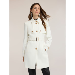 Motivi - Trench con cinturón mezcla viscosa - Blanco