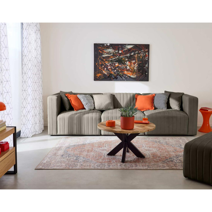 Nova - canapé modulable 3 places - en velours - Gris
