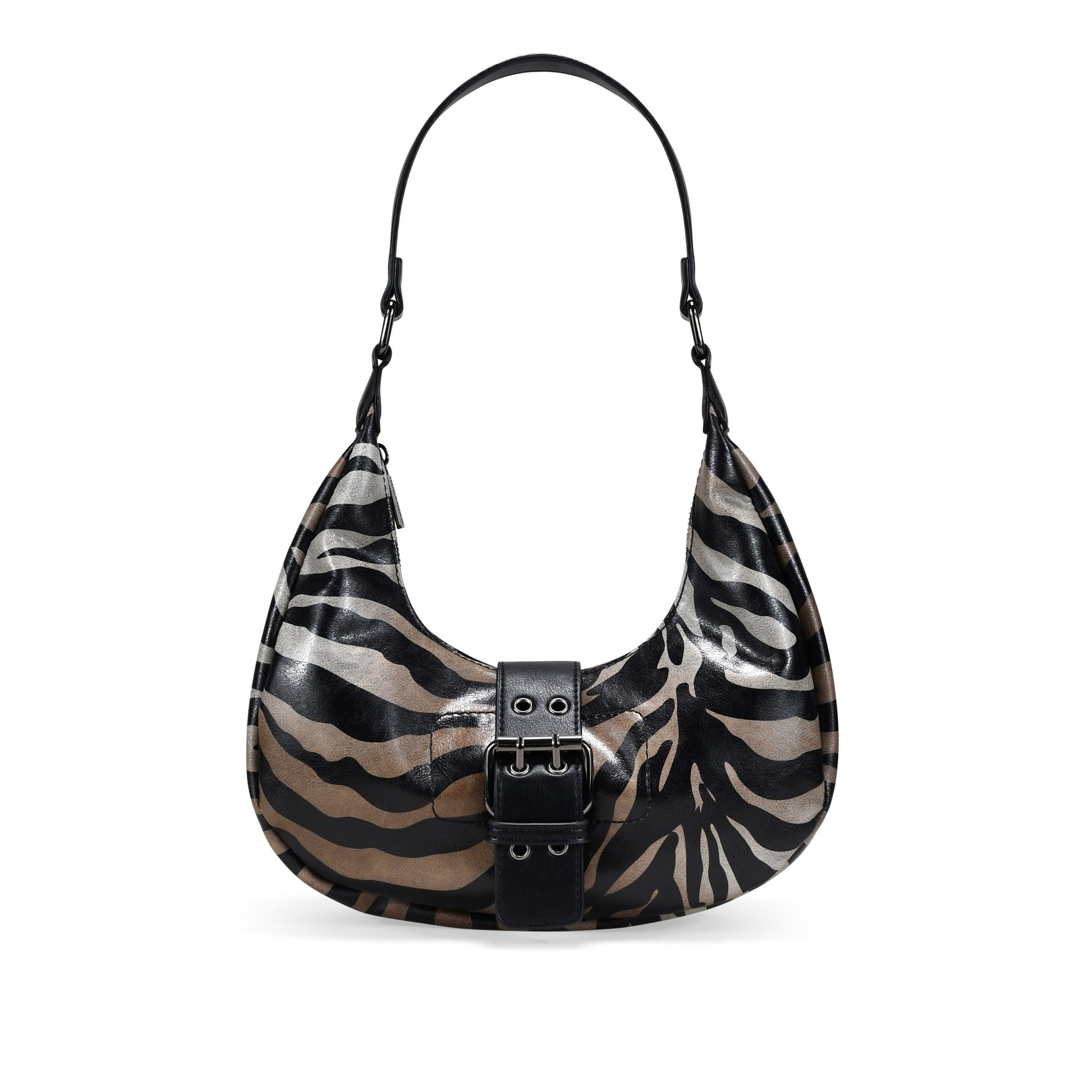 Bolso de hombro cebra con solapa y hebilla