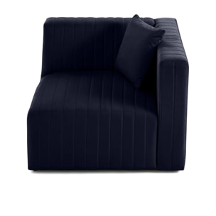 Nova - module d'assise droit - en velours - Bleu marine