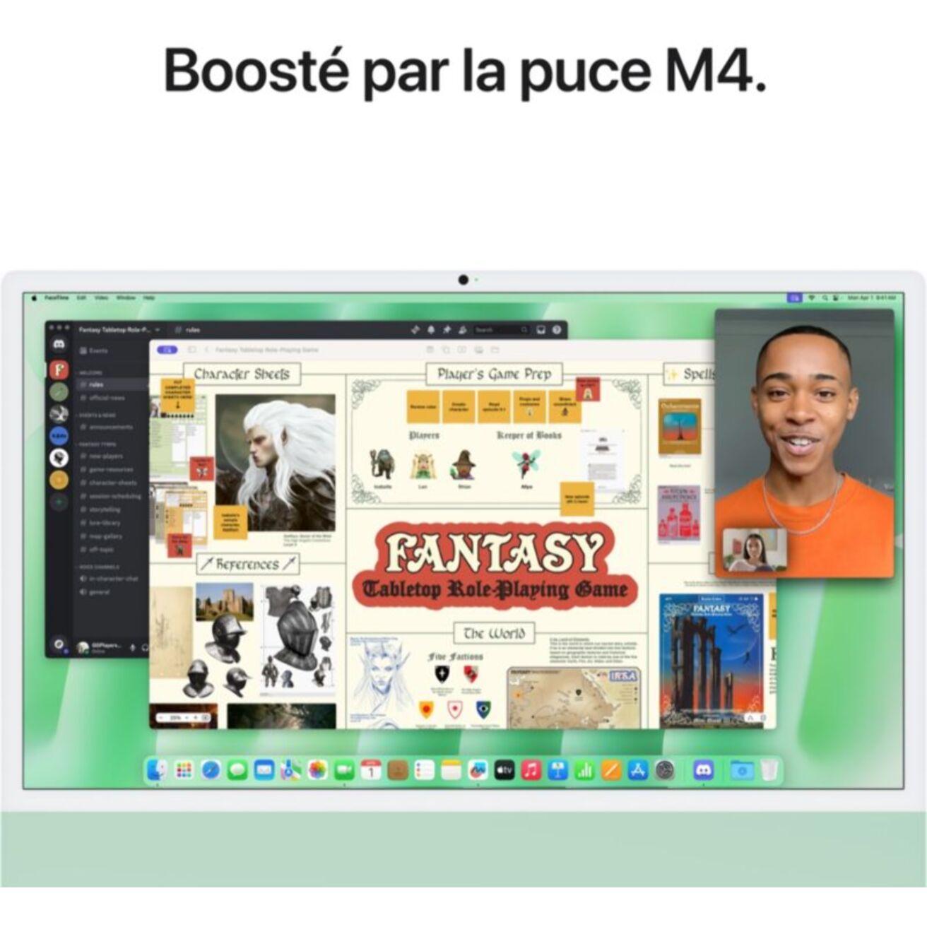 Ordinateur Apple IMAC 24" Ecran Retina 4,5K Puce M4 CPU 10 / GPU 10 coeurs Mémoire RAM 16Go Stockage 512Go SSD Vert