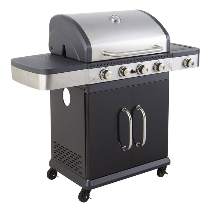 Cook'in Garden - Barbecue au gaz FIDGI 4 avec thermomètre - 4 brûleurs + réchaud 14,5kW