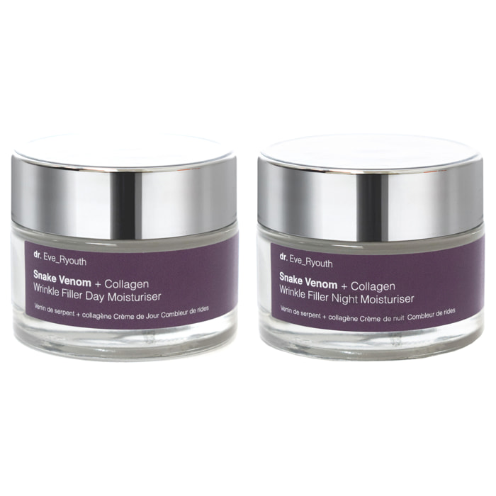 Hidratante de día con veneno de serpiente y colágeno para rellenar arrugas, 50 ml + Hidratante de noche con veneno de serpiente y colágeno para rellenar arrugas, 50 ml