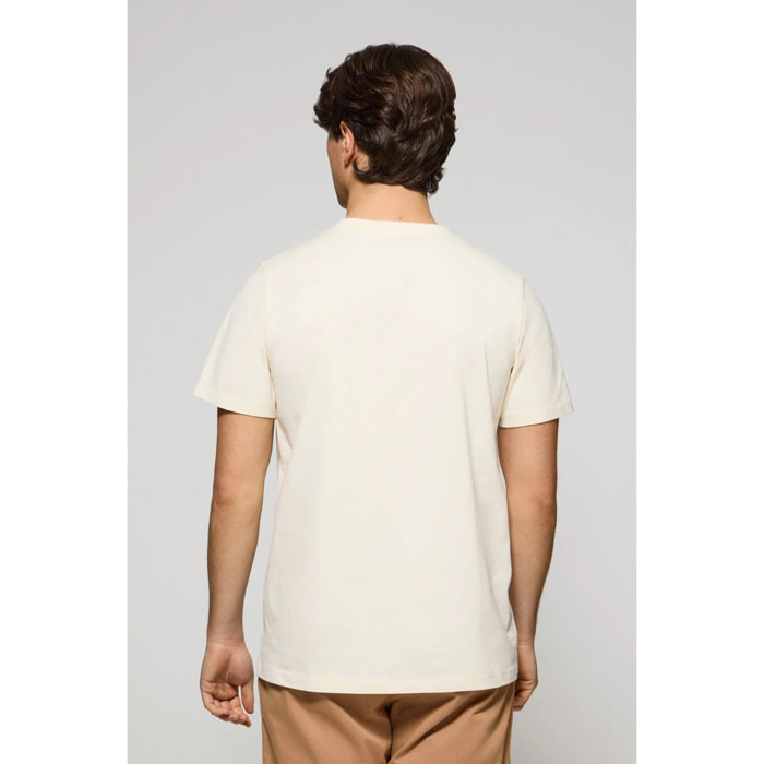Camiseta color crudo con cuello redondo y bordado Rigby Go
