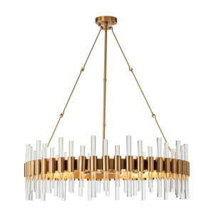 Lampara Techo Cristal Metal Dorado 87x87x100 Cm