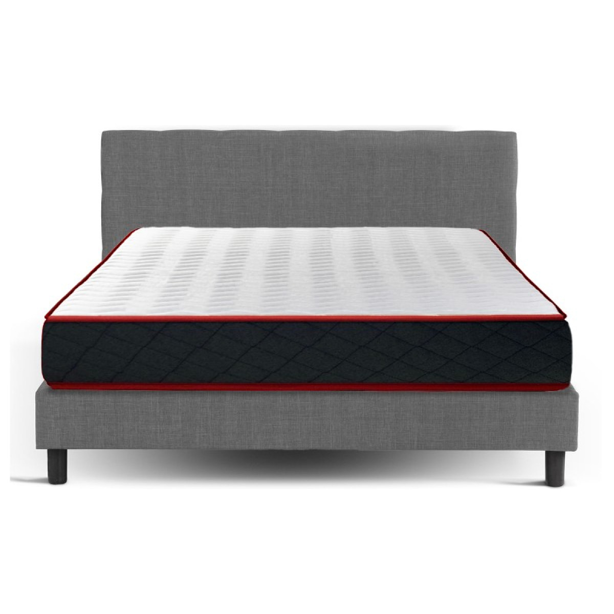 Lit Venise Tissu Gris clair + Matelas Memoire de Forme | Design et qualité