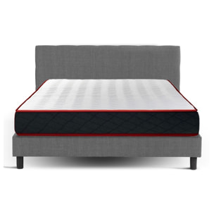 Lit Venise Tissu Gris clair + Matelas Memoire de Forme | Design et qualité