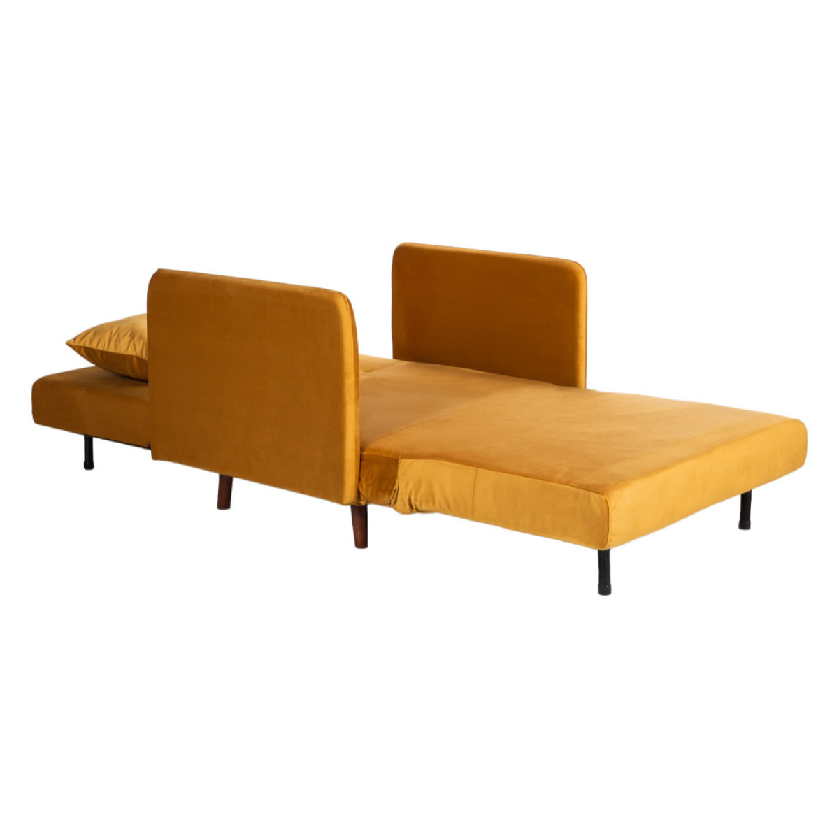 Belushi - Fauteuil convertible en velours : Couleur - Jaune moutarde